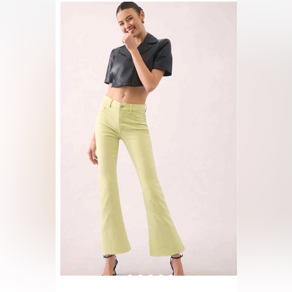 NWT DL1961 - Bridget Boot High Rise Intsasculpt Crop Pants size 32 Lime Boho